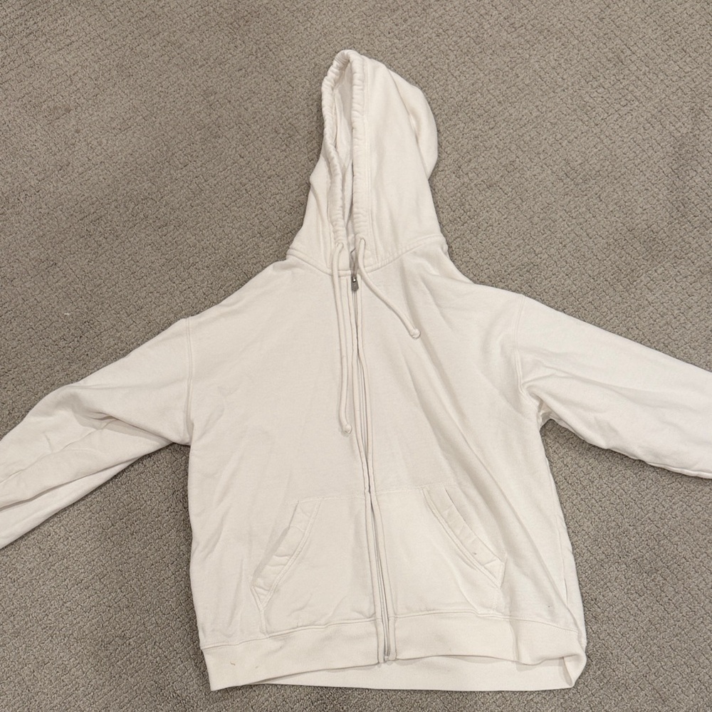 Hollister Cream Zip-Up Hoodie